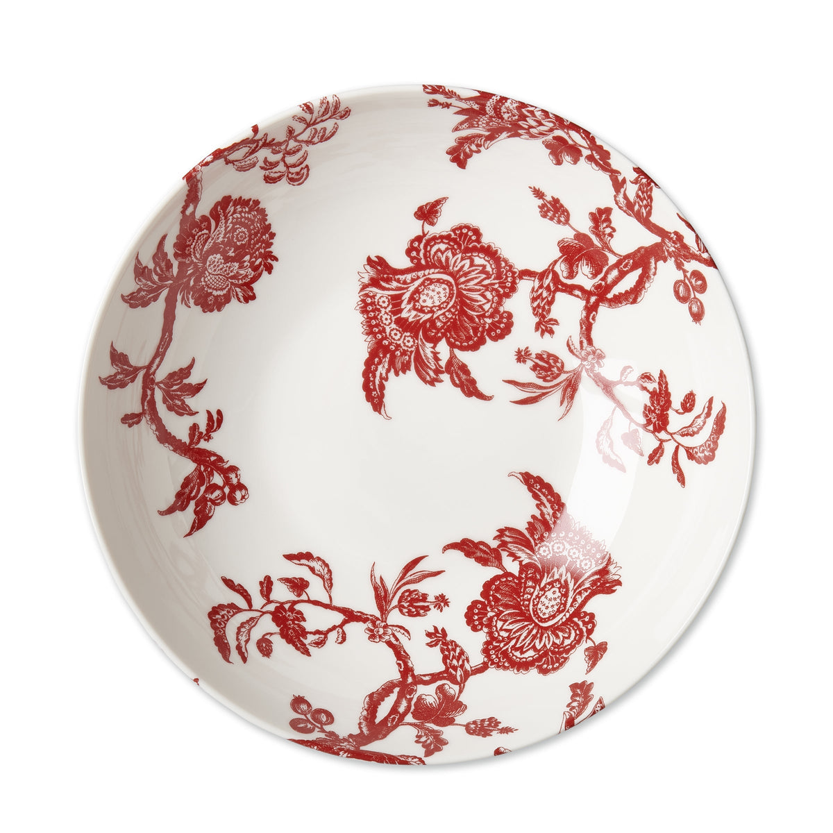 Top view of the Arcadia Crimson Red Wide Serving Bowl from Caskata.