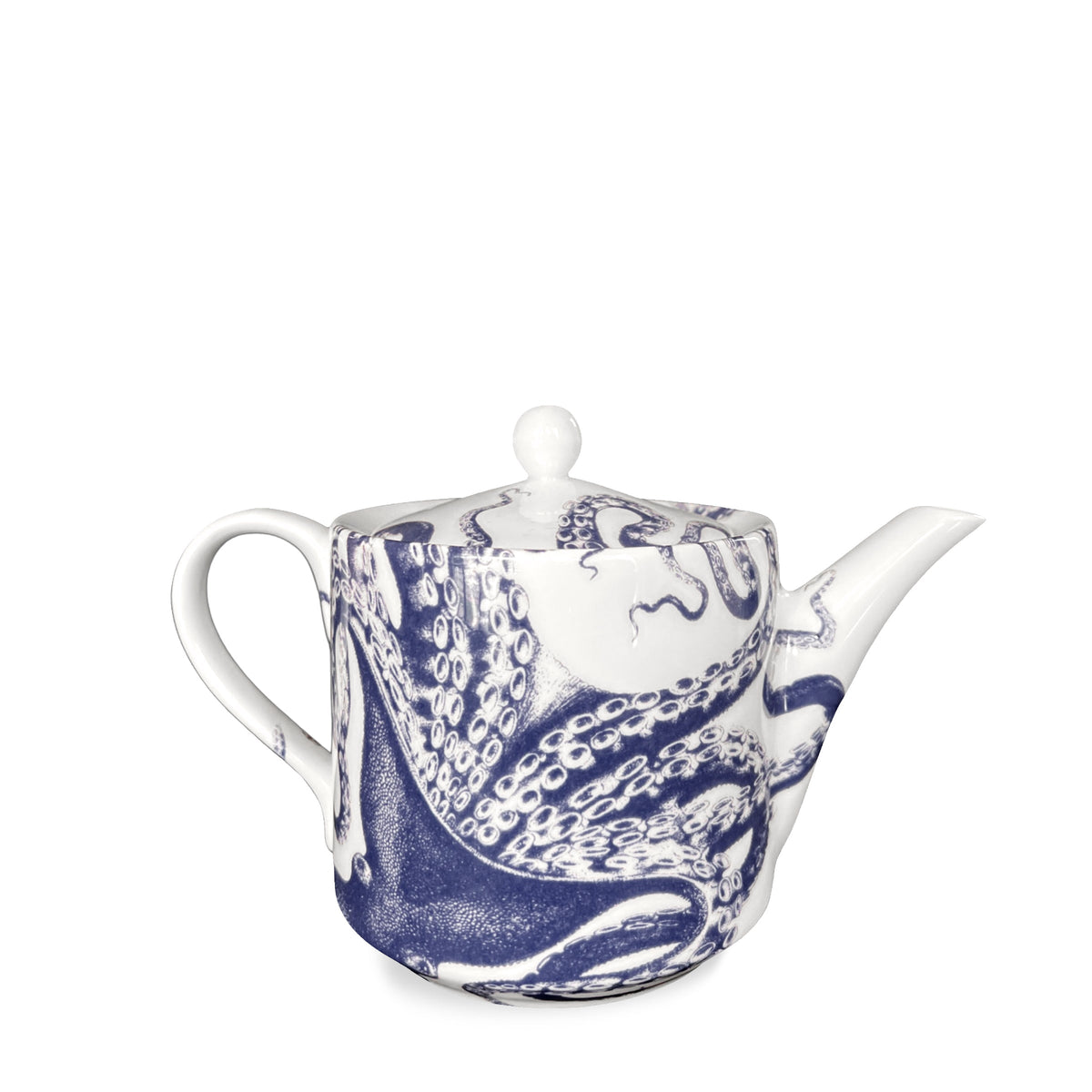 A Lucy Petite Teapot by Caskata with a deepwater whimsy design featuring an octopus.