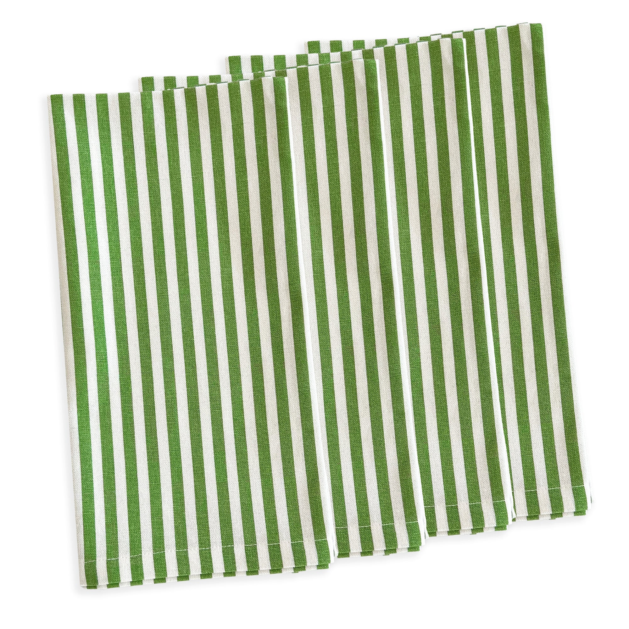 Pinstripe Oversized Dinner Napkin Set of 4 in bright spring green, made of 100% cotton from Caskata