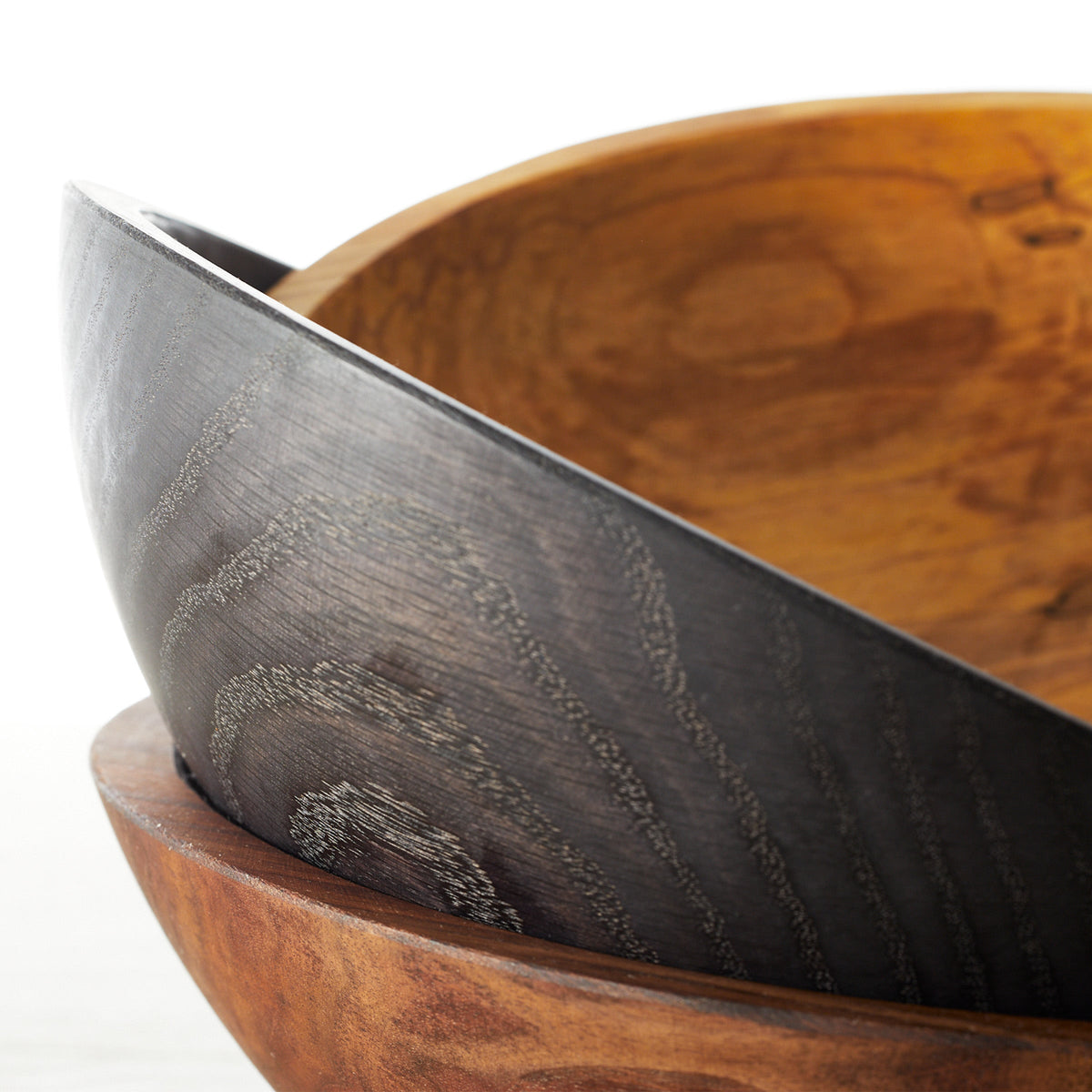 Spalted Maple 13&quot; Handcrafted Serving Bowl by Peterman&#39;s, delicately stacked on top of another.