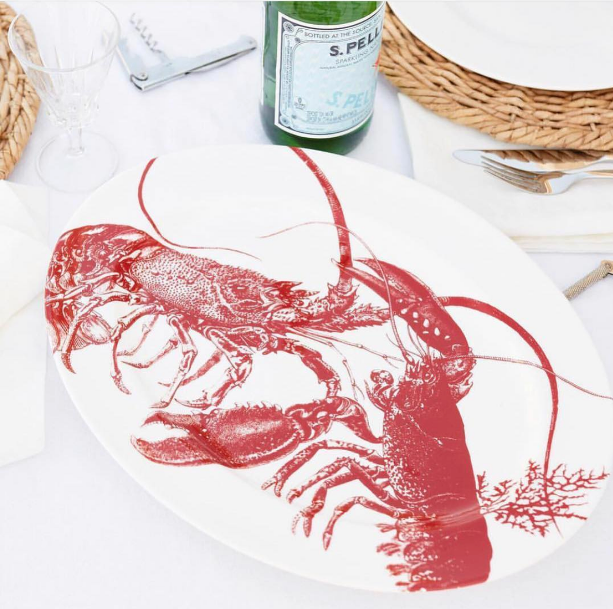 LobstersRed_16inrimOval_300CMYK  2400 × 2400px  Red Lobster Large Oval Rimmed Platter - Caskata
