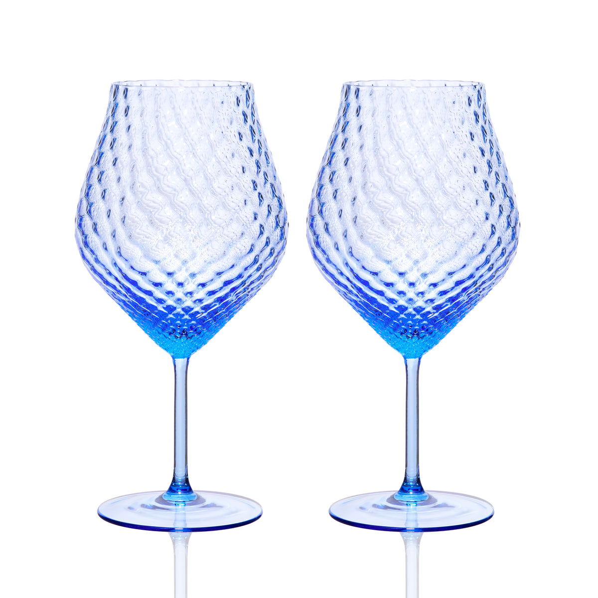 Phoebe cobalt blue crystal tulip universal wine glasses from Caskata.