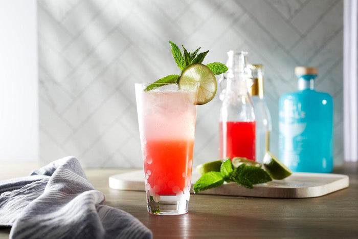 Rhubarb gin and tonic.