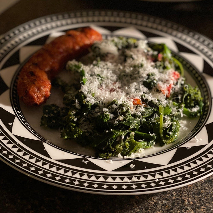 Broccoli Rabe Side Dish Recipe Caskata Fez Dinner Plate