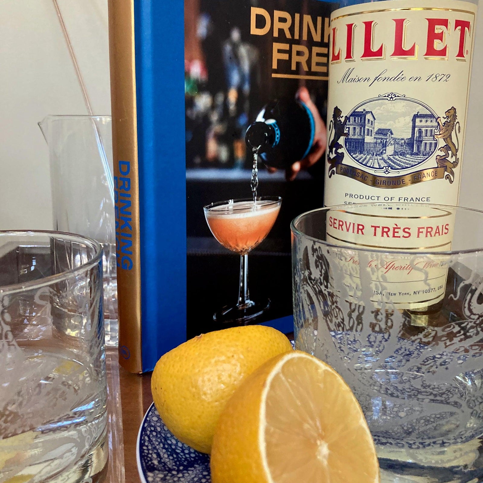 Drinking French Cookbook Lillet Vesper Cocktail Caskata Lucy On-the-Rocks Glasses