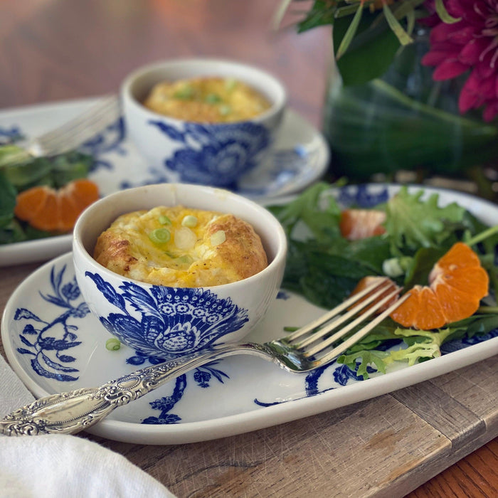 Shirred Eggs and Side Salad served on Arcadia Snack Set