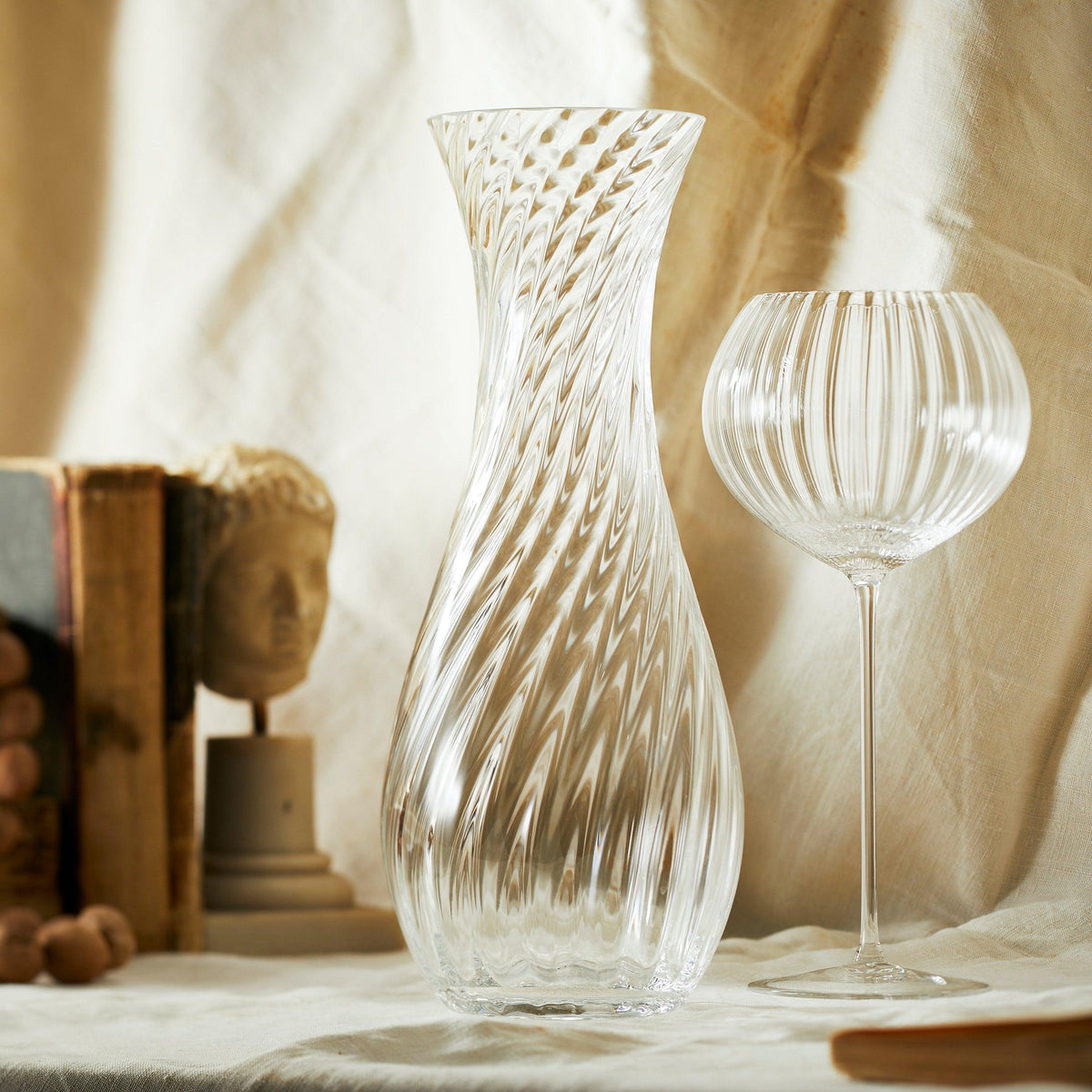 Quinn clear mouth-blown crystal carafe from Caskata.