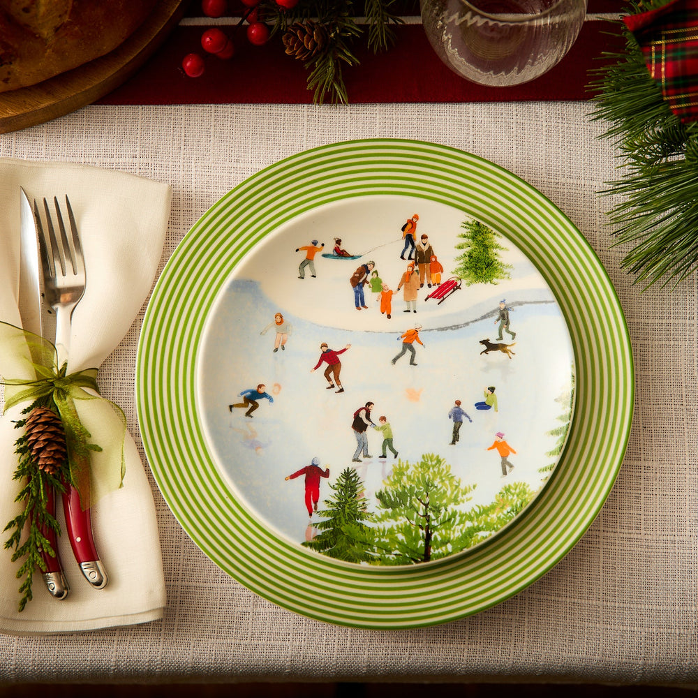 Newport Stripe Verde Rimmed Dinner Plate image 4