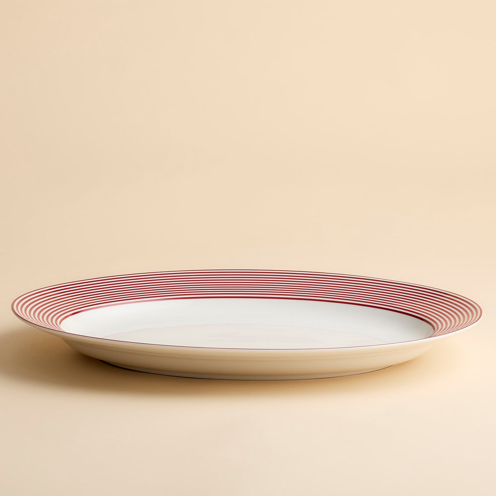 Newport Crimson Stripe Oval Rimmed Platter image 4