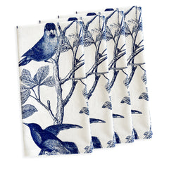 Arbor Birds in Blue on Oversized Dinner Napkins made from 100% Cotton, sold as a Set of 4 from Caskata