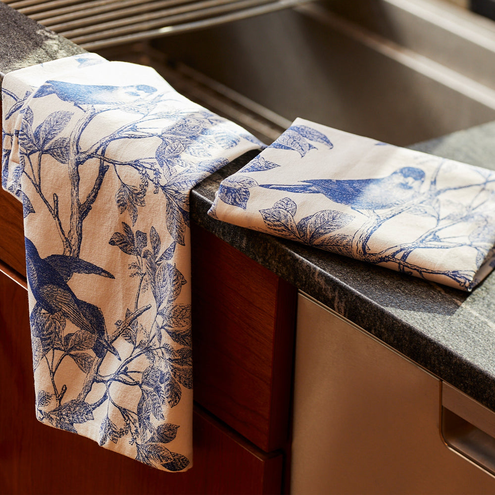 Arbor Birds Blue Kitchen Towels, Set of 2 image 4