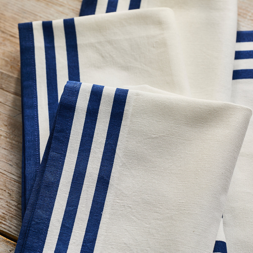 Triple Stripe Blue Dinner Napkins image 5