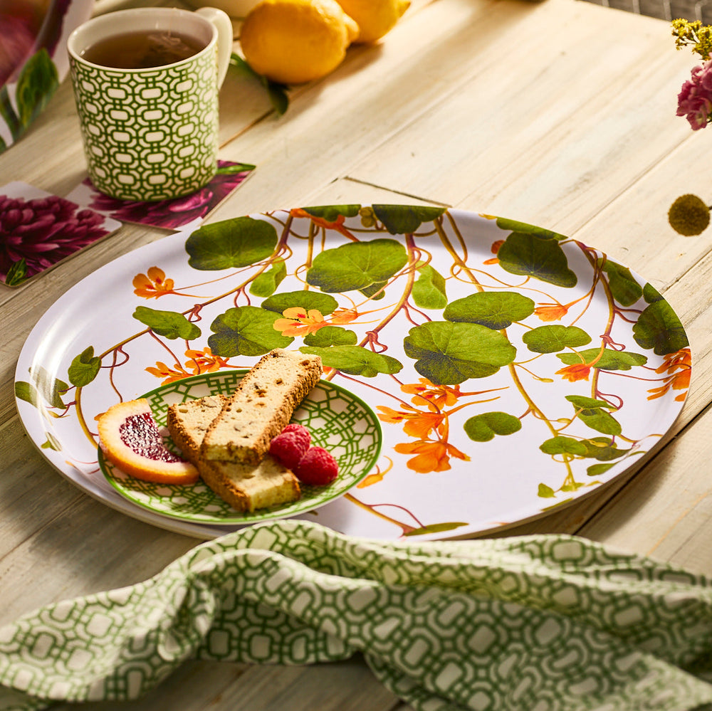Nasturtiums Large Round Birchwood Tray image 5