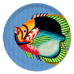 Party Fish Large Round Birchwood Tray
