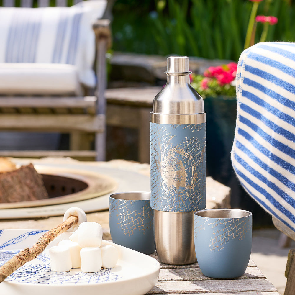 Caskata x High Camp Dark Gray Crabs & Nets Wine Flask image 2