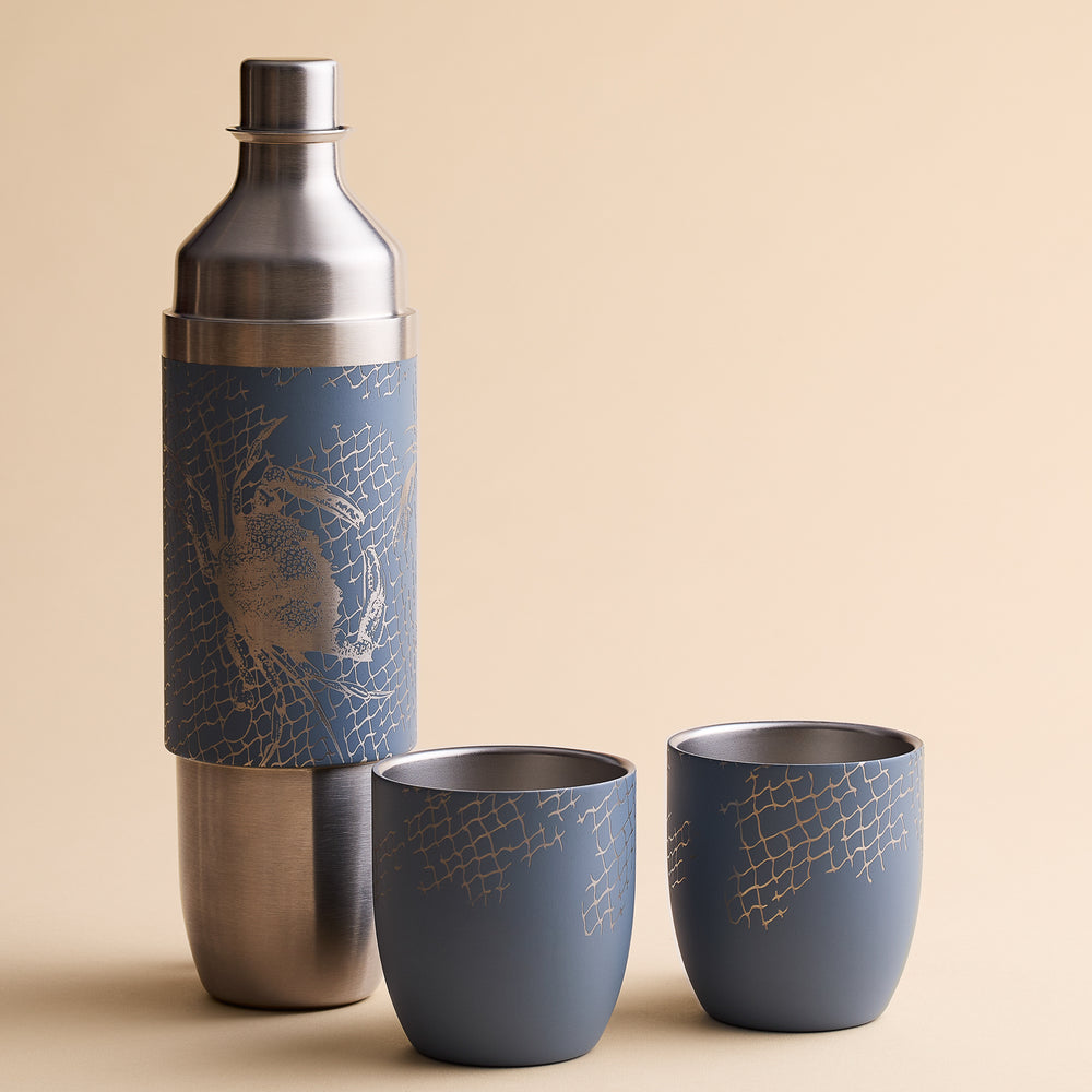 Caskata x High Camp Dark Gray Crabs & Nets Wine Flask image 7