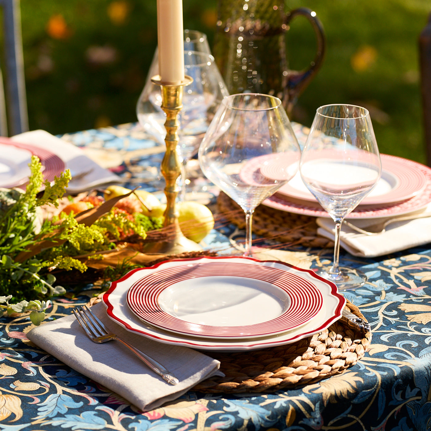 Newport Crimson Racing Stripe Salad Porcelain Plate from Caskata
