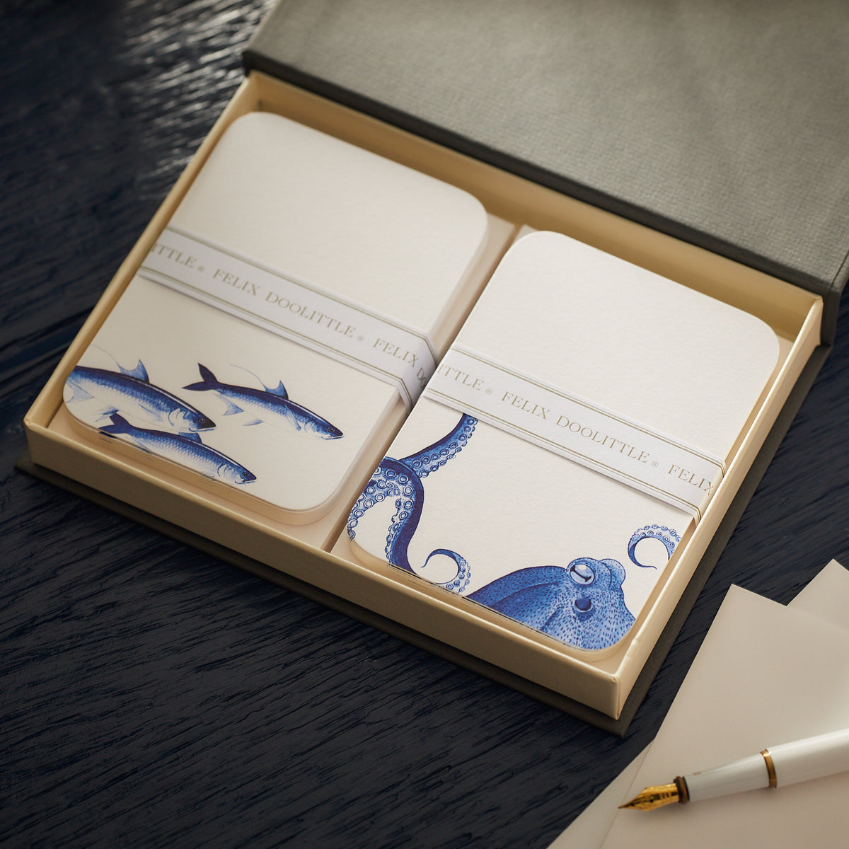 Caskata X Felix Dolittle Lucy &amp; School of Fish Note Card Set