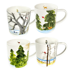 Caskata X Felix Dolittle Winter Collaboration Porcelain Mugs Set of 4
