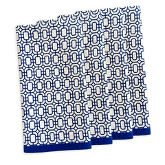 Newport Garden Gate Oversized Dinner Napkins in Deep Blue, sold as a set of 4 made from 100% cotton from Caskata