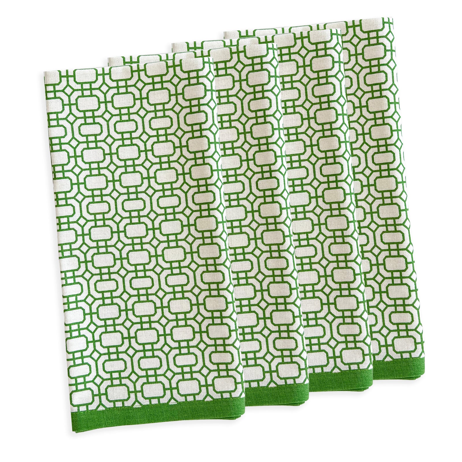 Newport Garden Gate Oversized Dinner Napkins in Bright Spring Green, sold as a set of 4 made from 100% cotton from Caskata