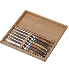 Goyon-Chazeau Mixed Wood Steak Knives Boxed Set/6
