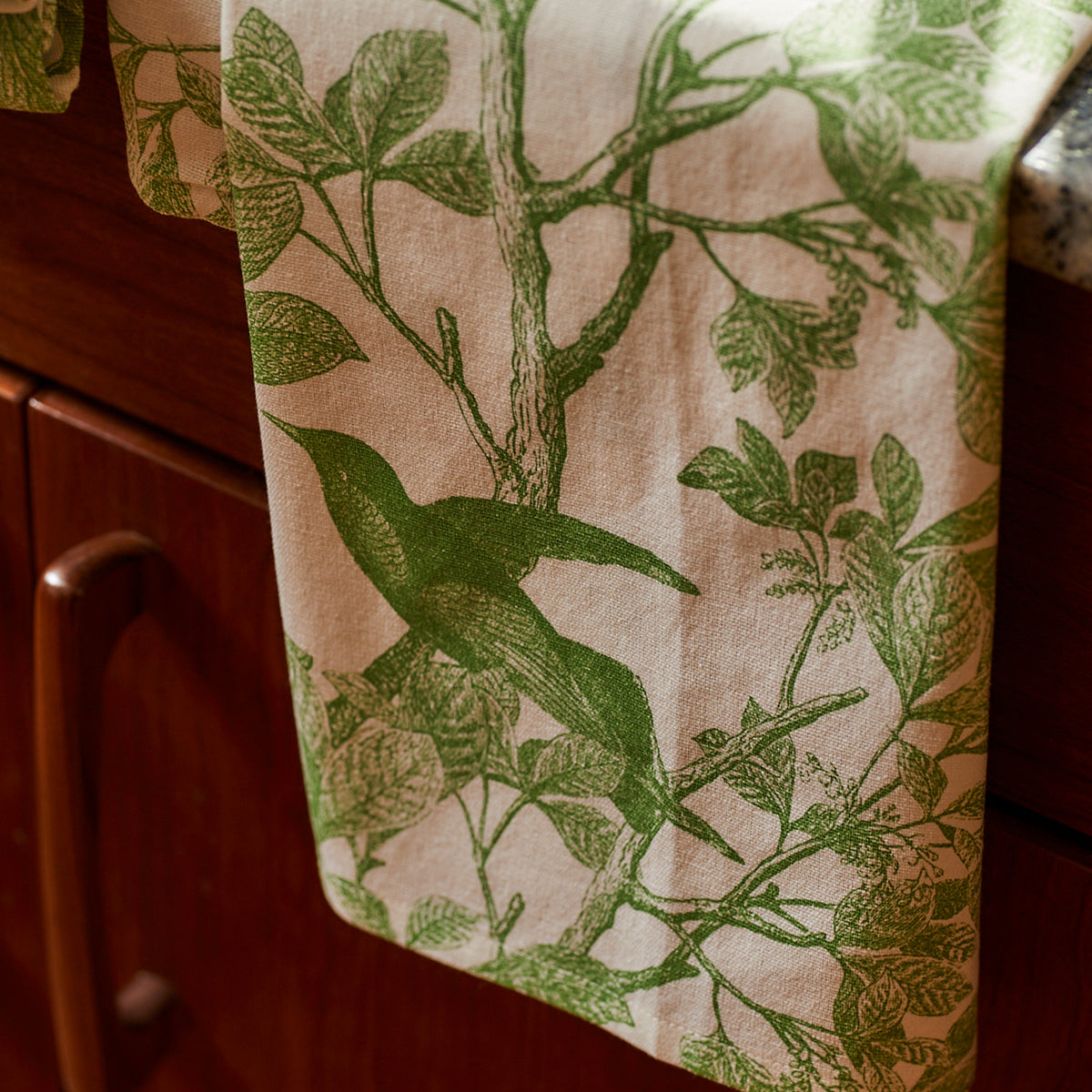 Arbor Birds Green Kitchen Towels Set/2 - Caskata