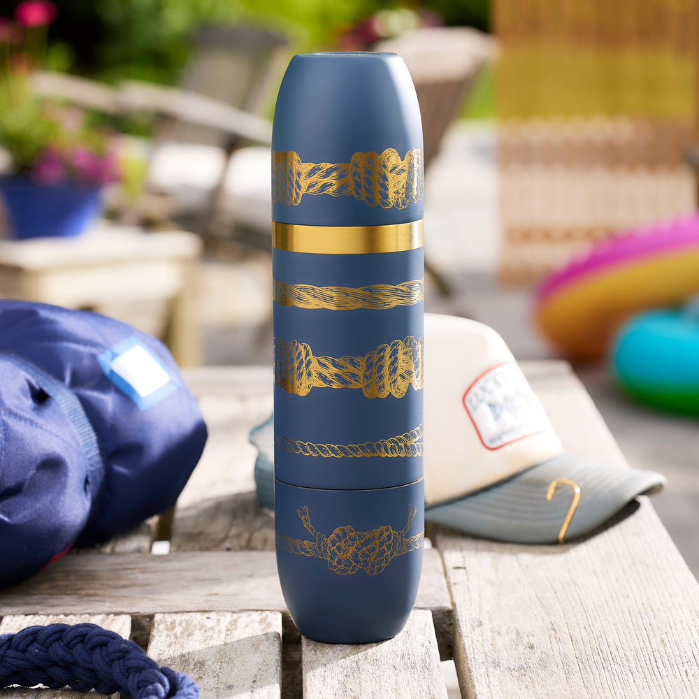Caskata x High Camp Dark Blue Sailor's Knots Wine Flask image 3