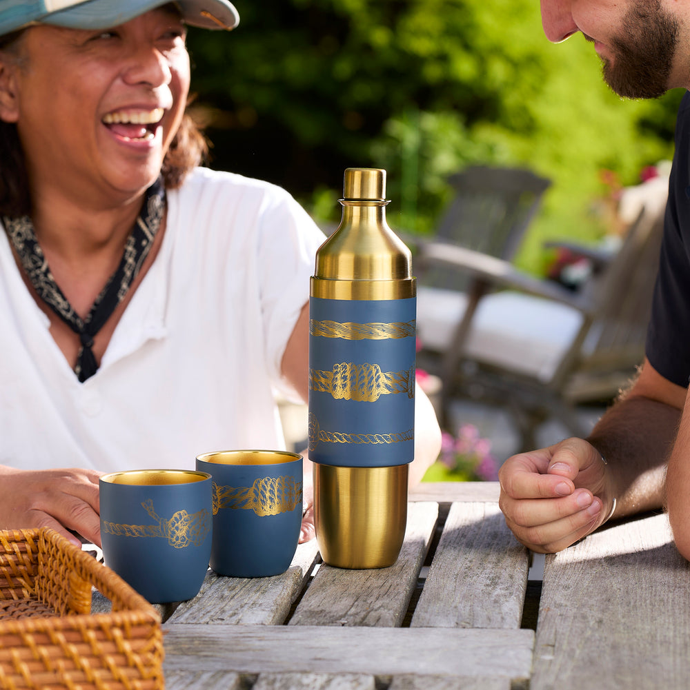 Caskata x High Camp Dark Blue Sailor's Knots Wine Flask image 2