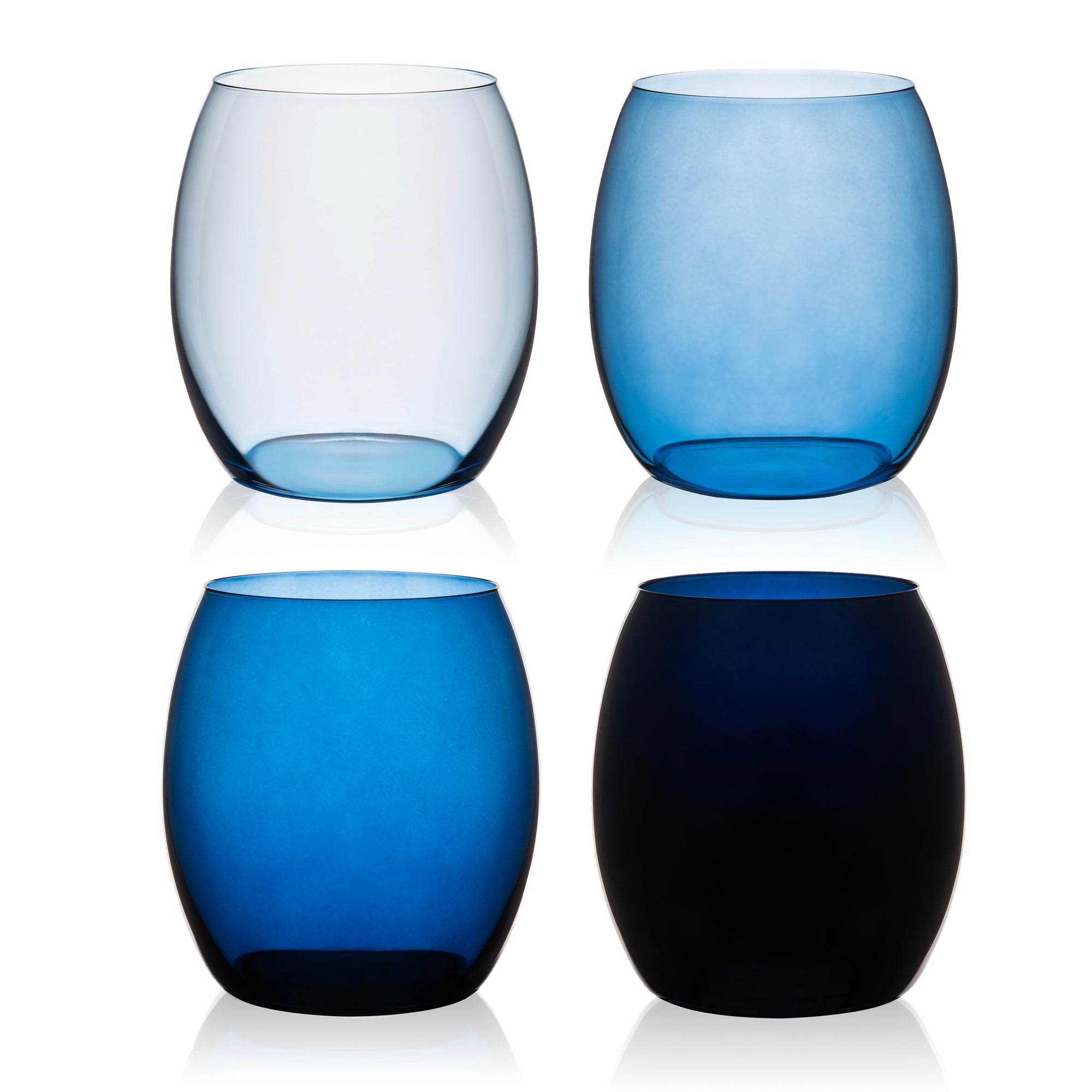 Les Nuages  Crystal Tumblers in four shades of deep blue from Caskata