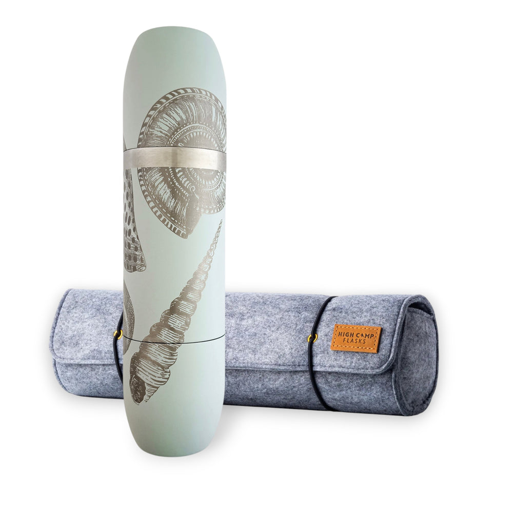 Caskata x High Camp Light Blue Shells Wine Flask and Case Bundle