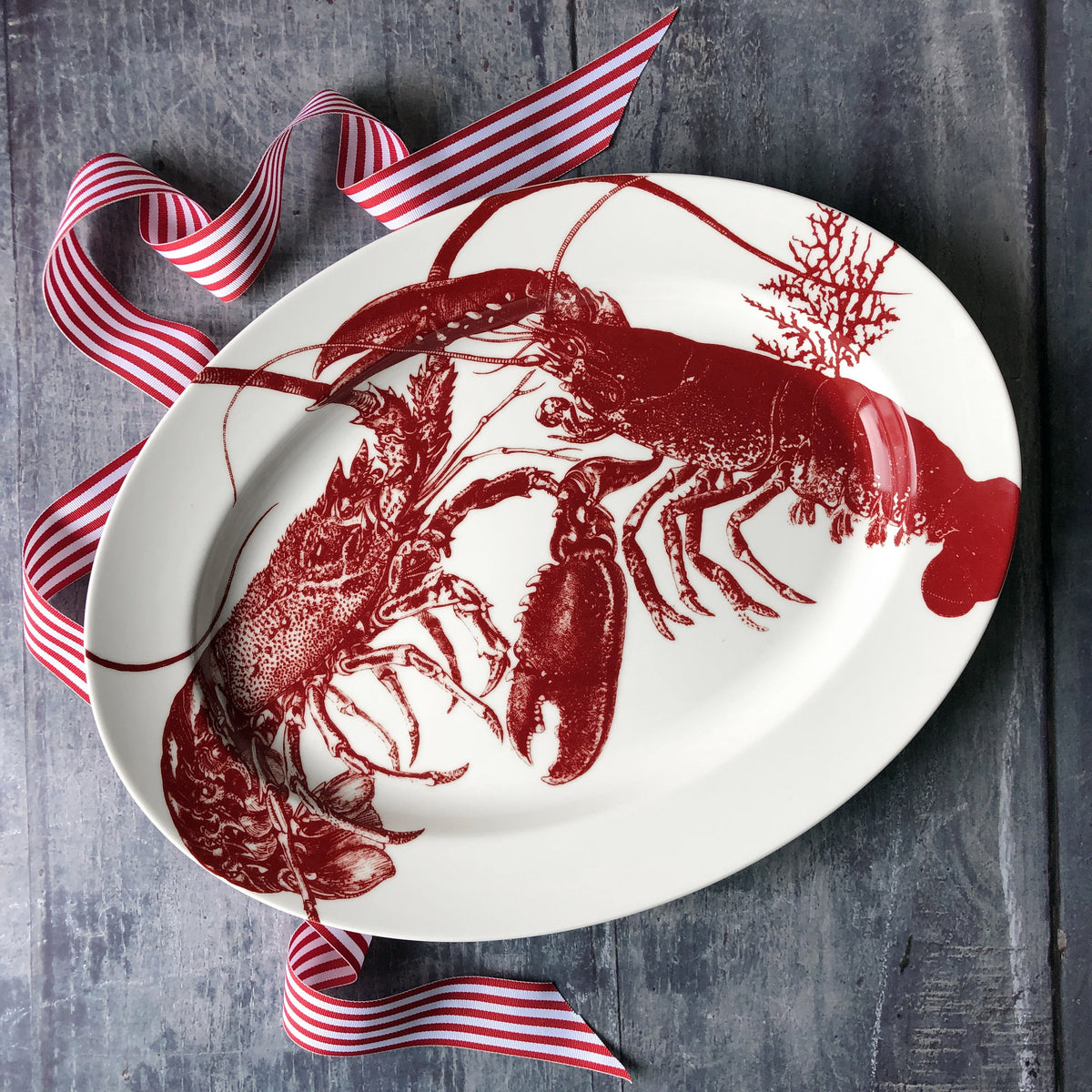  Red Lobster Large Oval Rimmed Platter - Caskata