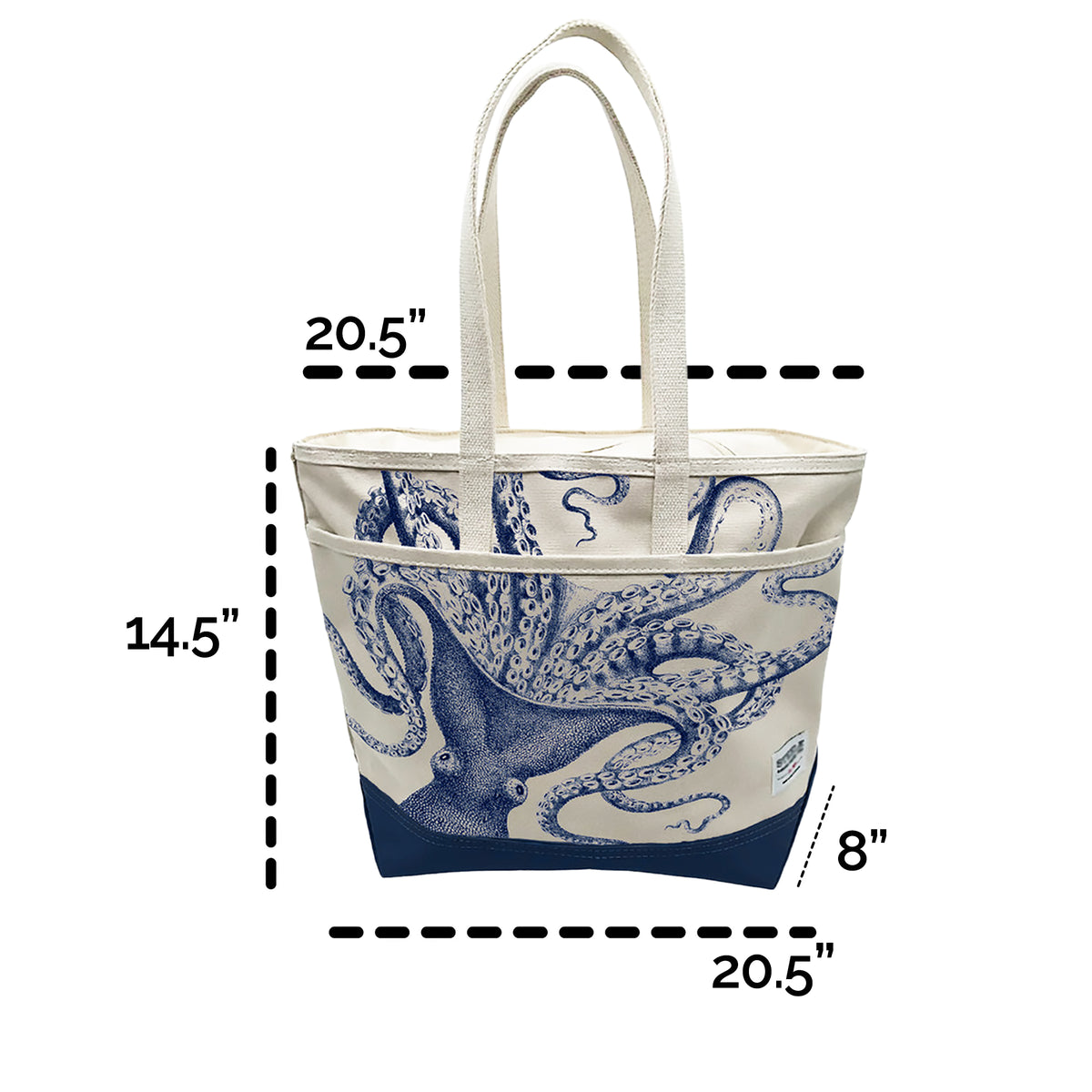 Lucy Everyday Canvas Tote Bag from Caskata with Dimensions Shown 20.5x14.5x8