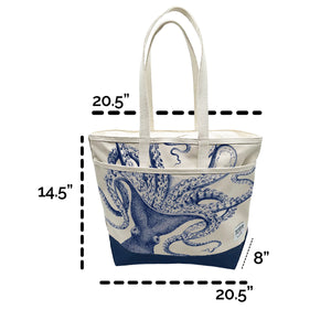 Lucy Everyday Canvas Tote Bag from Caskata with Dimensions Shown 20.5x14.5x8