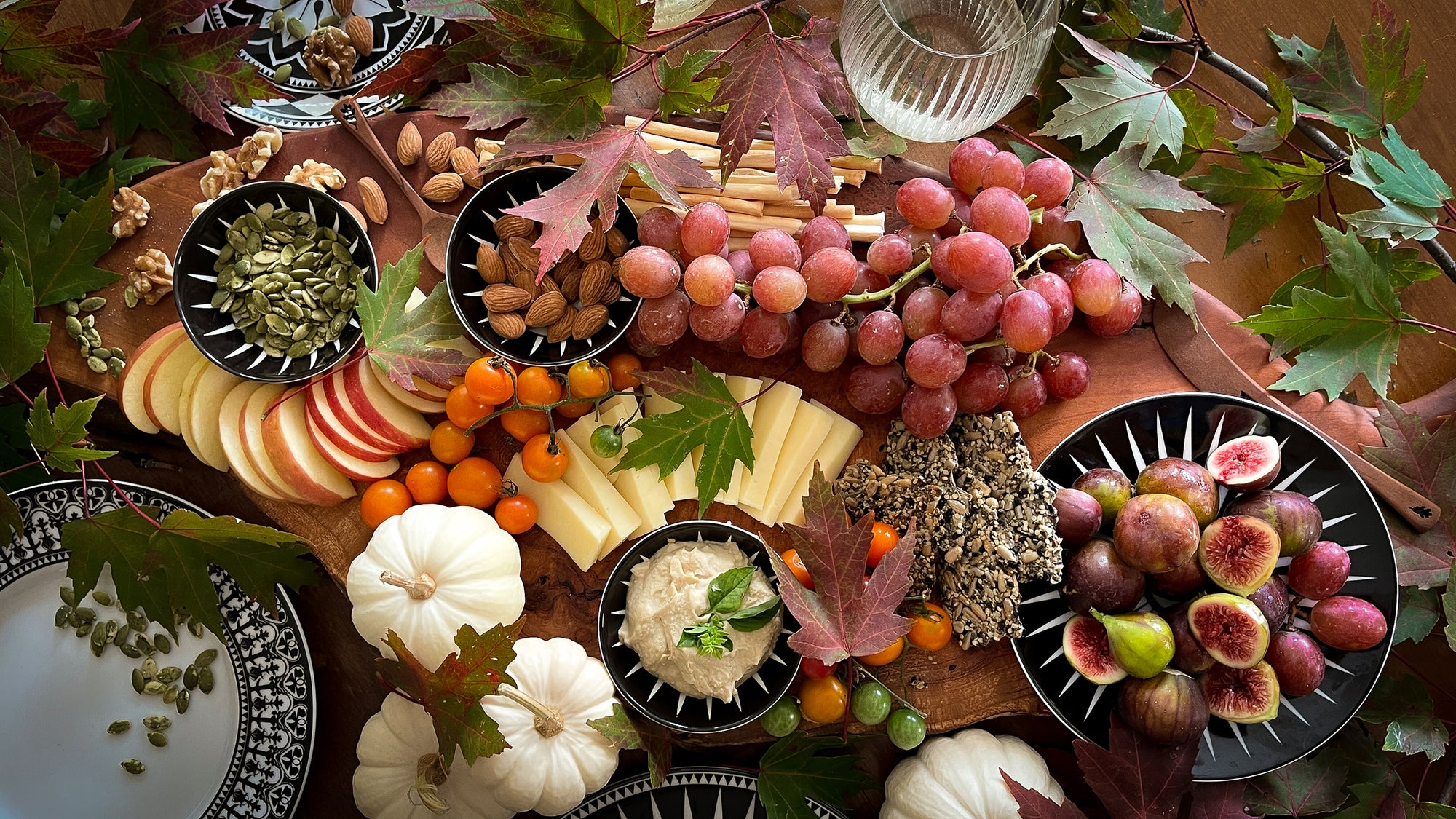 Fall Smorgasbord with Black and White Porcelain from Caskata