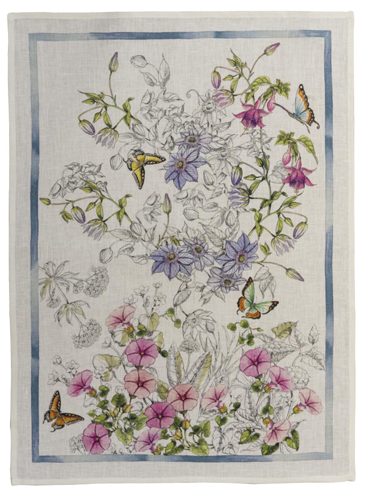 This TTT Nasturtium Linen Kitchen Towels Set/2 features beautiful butterflies and flowers, made with finest linen from an Italian mill.