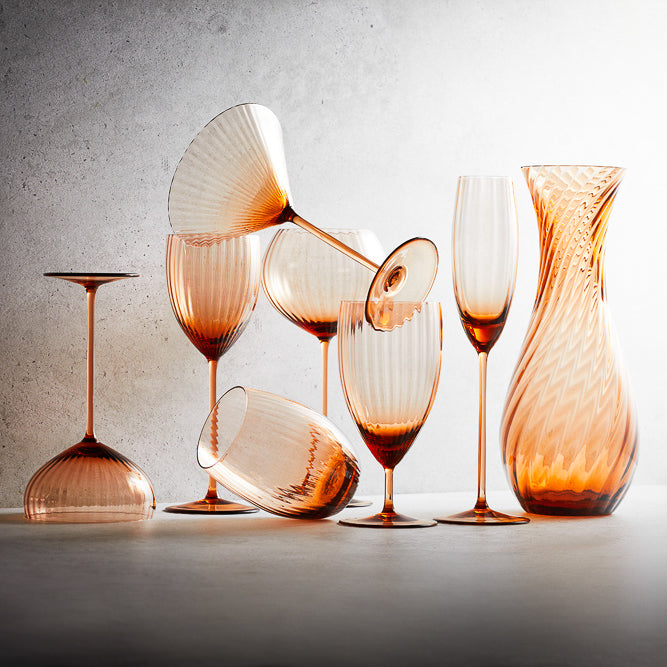 Quinn Amber mouth-blown crystal glassware collection from Caskata.