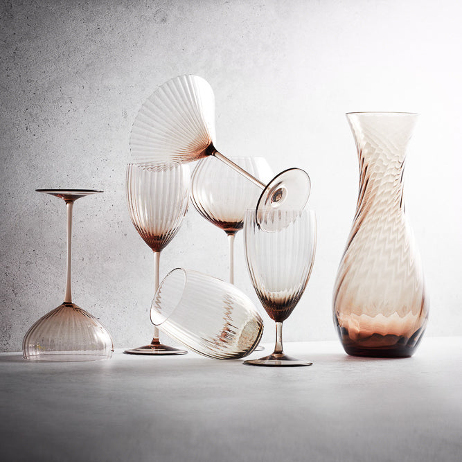 Quinn Mocha brown mouth-blown crystal glassware collection form Caskata.