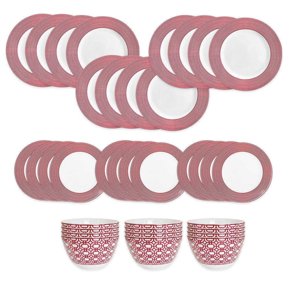 Newport Crimson Stripe Table Set for 12