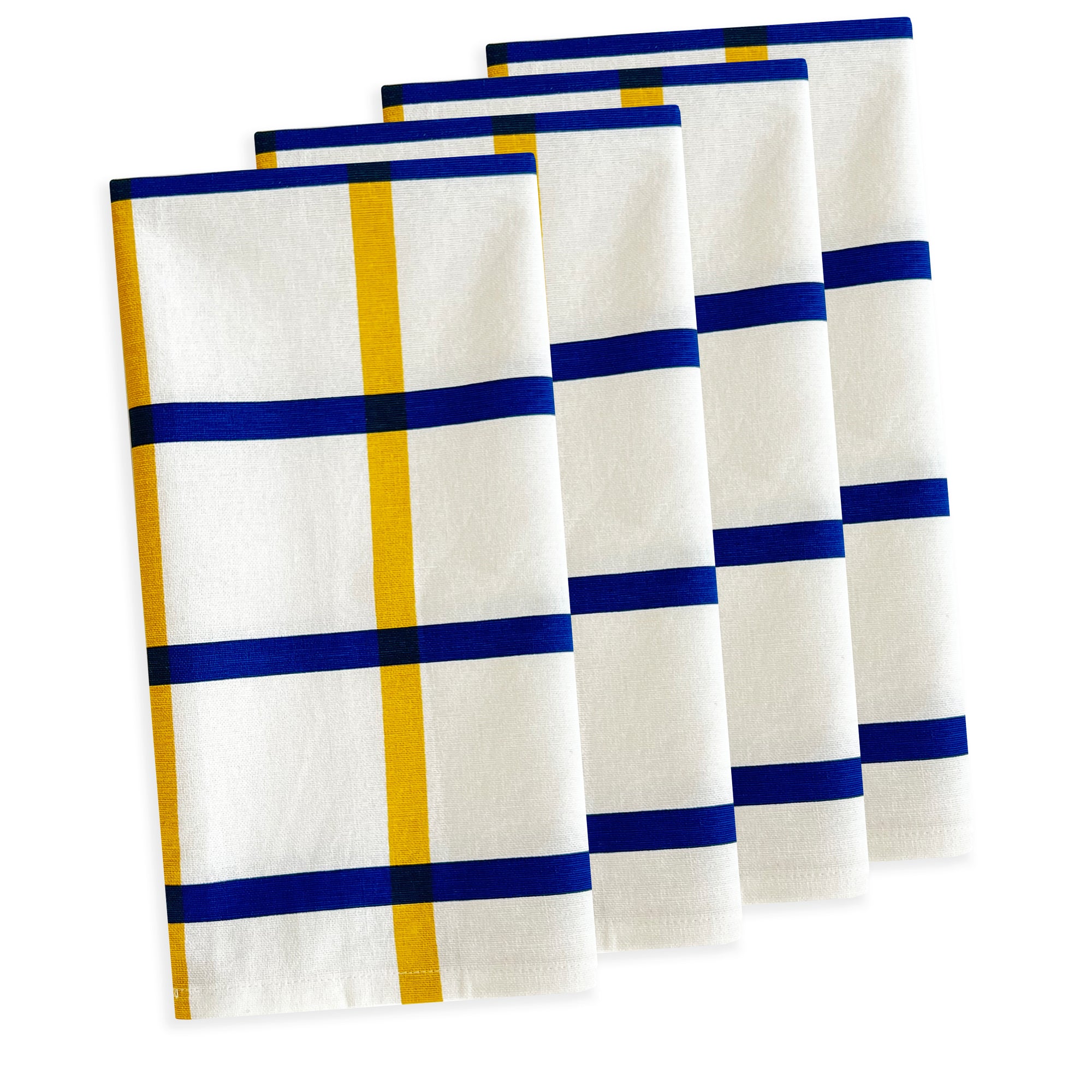 Plaid Dinner Napkins in Blue & Yellow Set/4 - Caskata