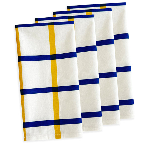Plaid Dinner Napkins in Blue & Yellow Set/4