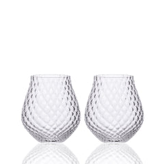 Phoebe clear stemless tulip crystal wine glasses from Caskata.