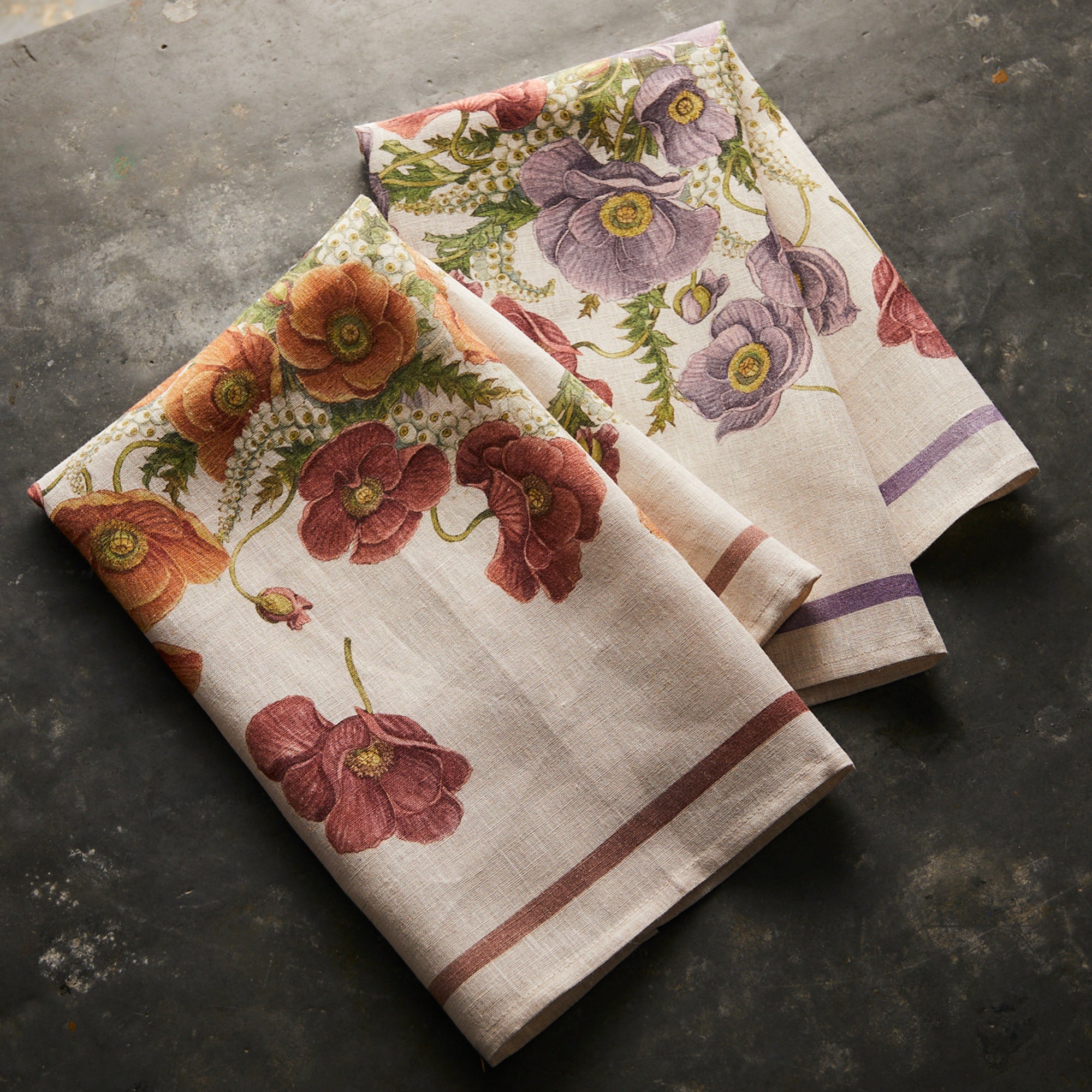 Poppies Italian Linen Kitchen Towels Set of 2 from Caskata