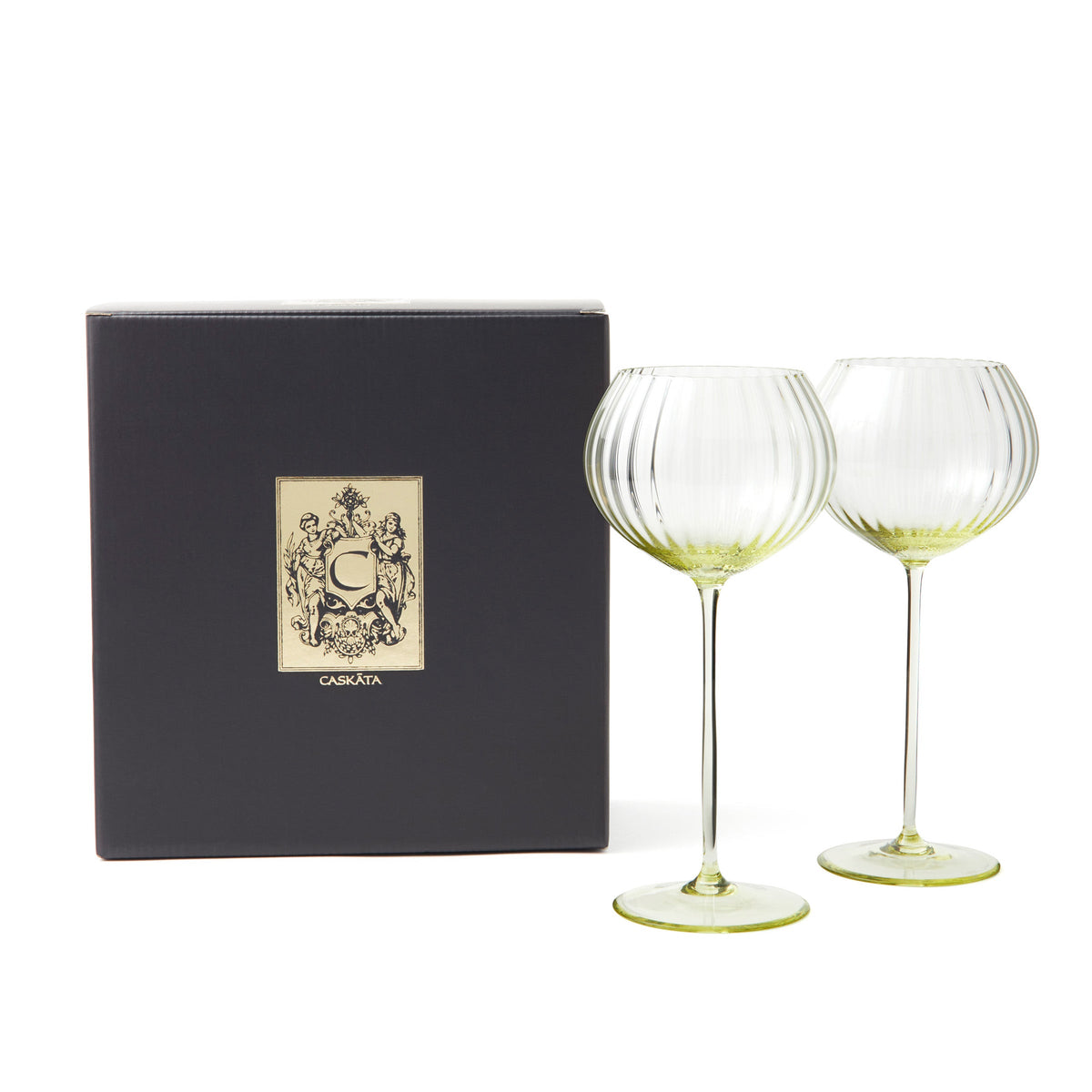 Quinn citrine yellow mouth-blown crystal red wine glasses from Caskata.