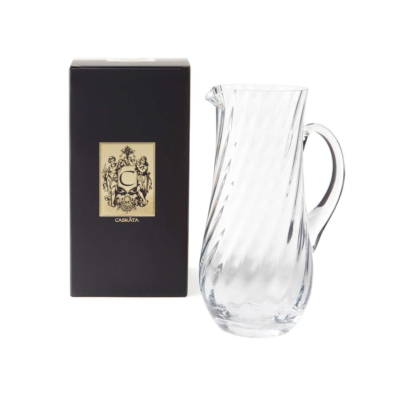 Quinn Optic Pitcher in Clear mouth blown Crystal from Caskata