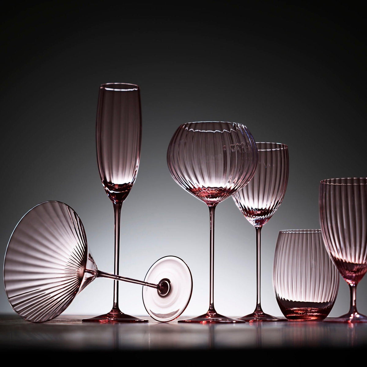 Quinn Stemware Collection in Rose from Caskata