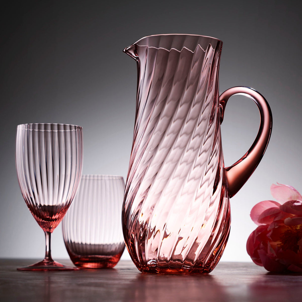Quinn Stemware Everyday Glass and Tumbler and Pitcher in Rose from Caskata