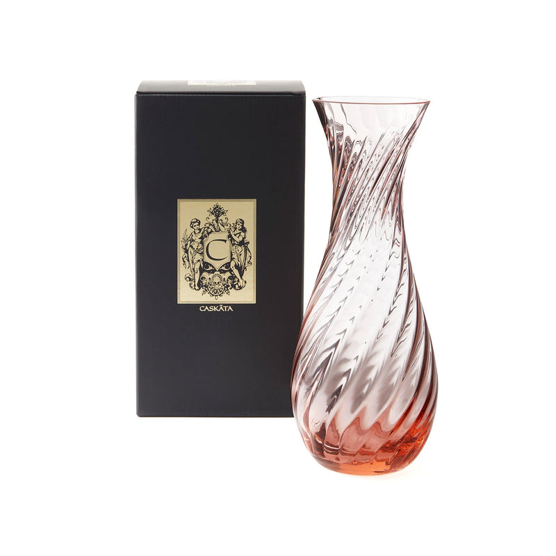Quinn rose pink mouth-blown crystal carafe from Caskata.