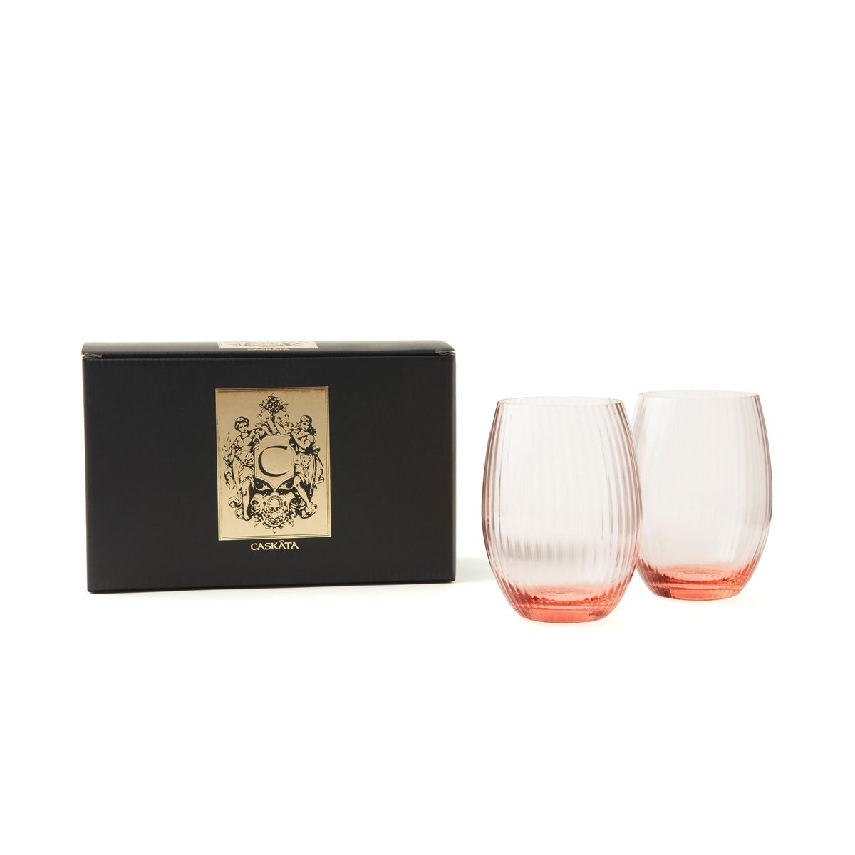 Quinn rose pink mouth-blown crystal tumblers from Caskata.