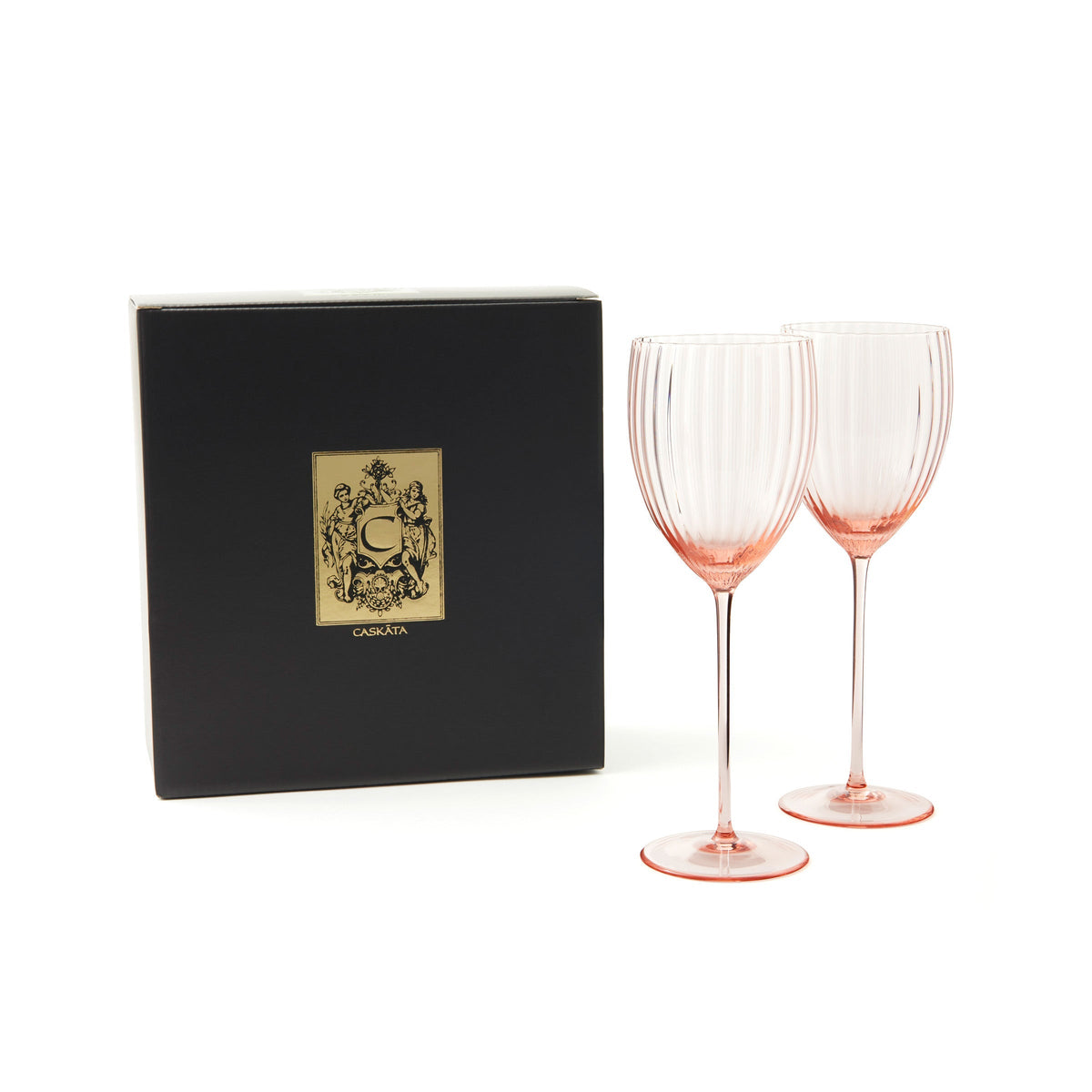 Set of 2 Quinn Rose White Wine Glasses from Caskata.